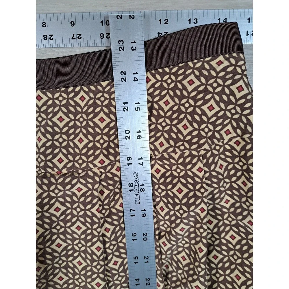 Anne‎ Klein Brown Geometric 100% Silk Pleated Skirt Womens Size 4 Knee Length